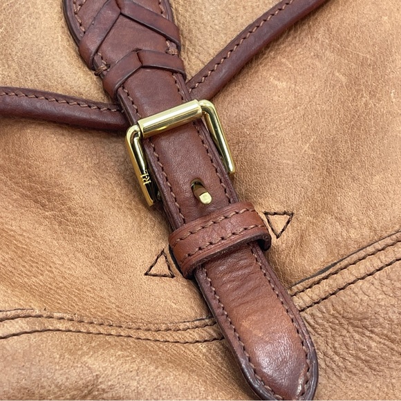 RARE Vintage Ralph Lauren Heritage Leather Field Satchel Tote – Distressed Tan - Picture 12 of 15